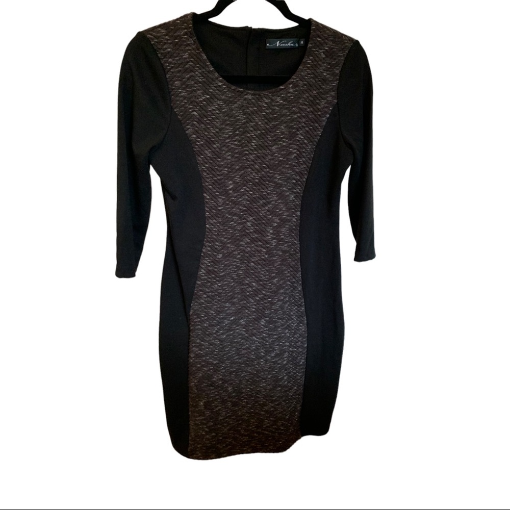 Grey and black long sleeved quilted dress from boutique size medium